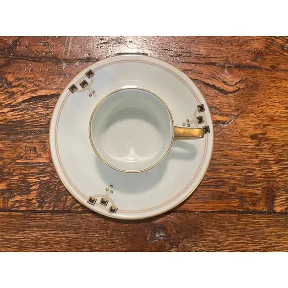 Vintage Victoria Austria Demitasse/Espresso Cup & Saucer, Gold, Black, Set of 10